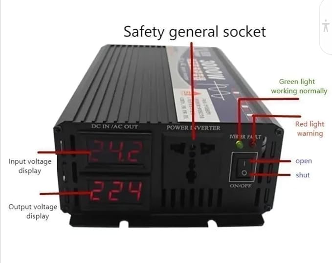 5000W Power Inverter Pure Sine Wave, 12V to 110-120 Volts, Dual AC Outlets, Hardwire Kit Including for Car Truck RV Outdoor, Camping, Boat, Home,Office Solar System(12, Volts) (5000W)