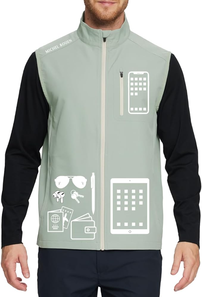 Rouen Mens Vests Outerwear Performance Lightweight Sleeveless Jacket Windproof Softshell Vests Sports Golf Vest for Men