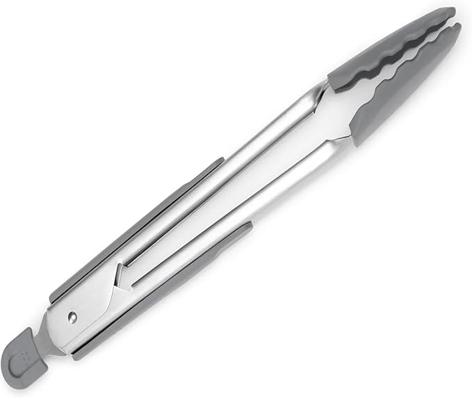 Misen Kitchen Tongs - Dishwasher Safe, Heavy Duty - Precision Silicone-Tipped Grilling Tool - Heat Resistant, Nonstick Safe - Perfect for Serving and Air Frying- 13 Inch | Gray
