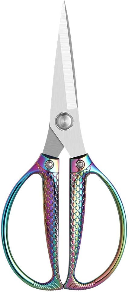 Jasni Stainless Steel Heavy Duty kitchen shears scissors for food meat poultry cooking cutting sharp Powerful strong professional All-Purpose pretty Color rainbow iridescent Titanium utility Office