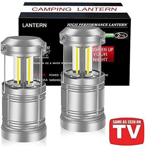 2 Pack LED Camping Lantern ,Battery Powered Hanging Lanterns - Survival Kit for Hurricane, Emergency, Storm, Power Outage
