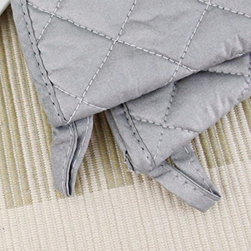 17 Inch Extra Long Heat Resistant Oven Gloves New Cotton Oven Mitts Kitchen Gloves High Temperature Cooking Tool BBQ Gloves (17" Silver)