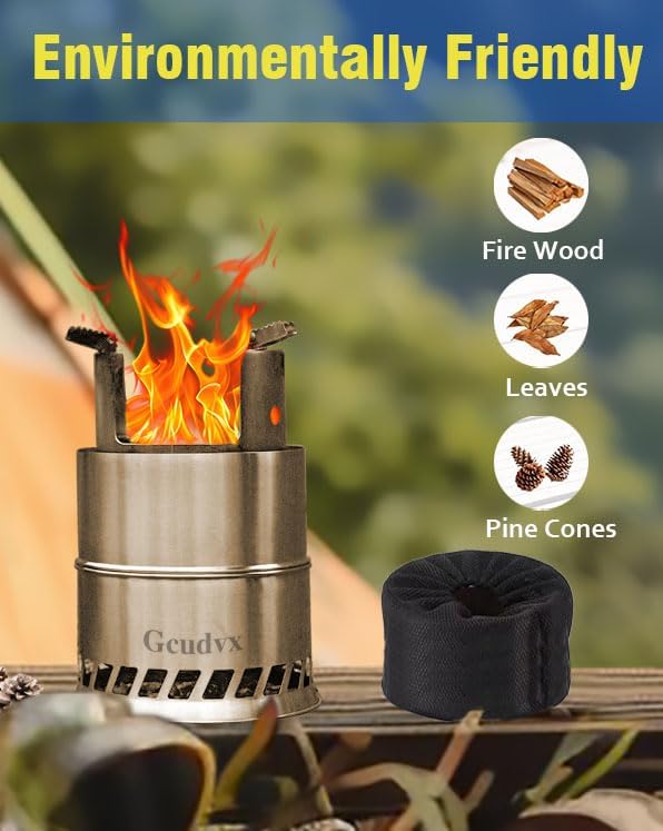 Portable Folding Stove Mini Camping Stove Stainless Steel Wood Burning Stoves Emergency Cooking Folding Camping Stove with Grill Grid Carry Bag for Backpacking Traveling Camping Hiking Stove