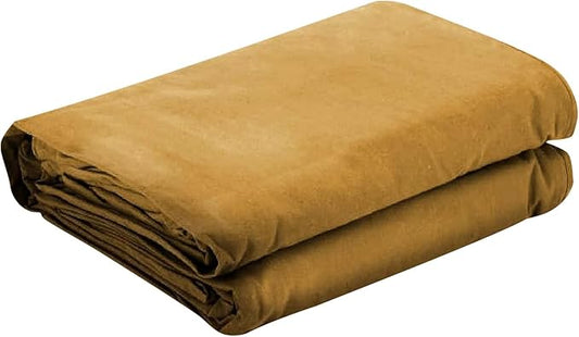 Tarps Now 6x8 ft Heavy Duty Canvas Tarp | 18 MIL Industrial Grade, Tear Resistant, Reinforced Edges, Nickel Plated Grommets | Ideal for Construction, Trucking, Manufacturing, Automotive – Tan Color