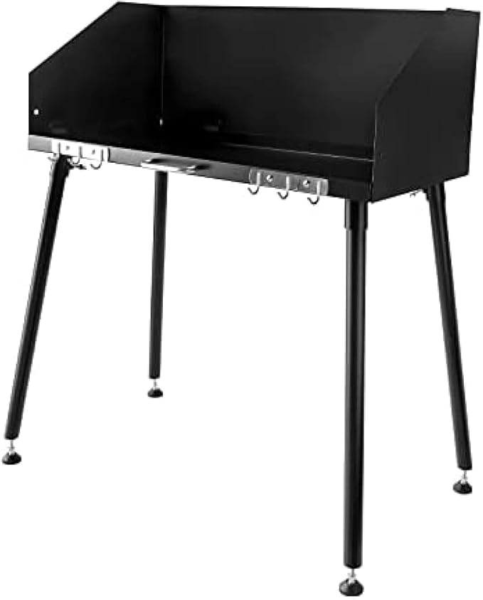 Carbon Steel Camp Cooking with Three-Sided Windscreen and Legs for Outdoor Food Preparation and Dutch Oven,30 X 16 Inch