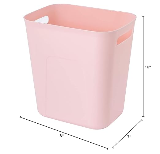 UUJOLY Plastic Small Trash Can Wastebasket, Garbage Container Basket for Bathrooms, Laundry Room, Kitchens, Offices, Kids Rooms, Dorms, 3.5 Gallon, Pink