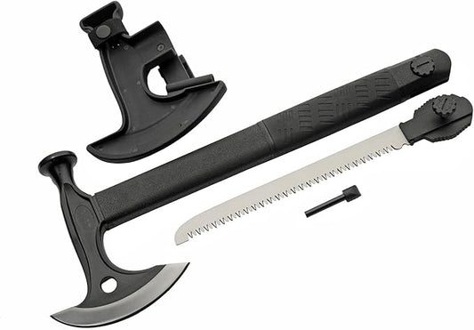 Rite Edge 17.5-Inch Hiker's Hatchet – Multi-Tool Axe with Hidden Saw, Fire Starter, Hammer, and Nylon Fiber Handle – Includes ABS Sheath for Camping and Survival