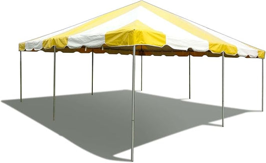 Party Tents Direct 20'x20' Weekender West Coast Tent Frame Party Tent (Yellow/White) PVC Top with Storage Bag - Tents for Parties, Weddings, Birthdays, Banquets, Fiestas, Workshop, Outdoor Event