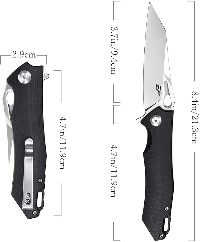 Eafengrow EF934 Pocket Knife D2 Steel Blade Folding Knife G10 Handle Liner Lock Camping Survival Tool Knives for Outdoor Camping Survival Hiking(black)