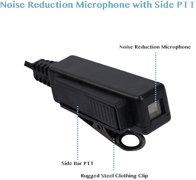Vx-261 Earpiece Headset with Ptt Mic Compatible with Yaesu Vertex Standard VX-230 VX-231 Walkie Talkie 10 Pack Black