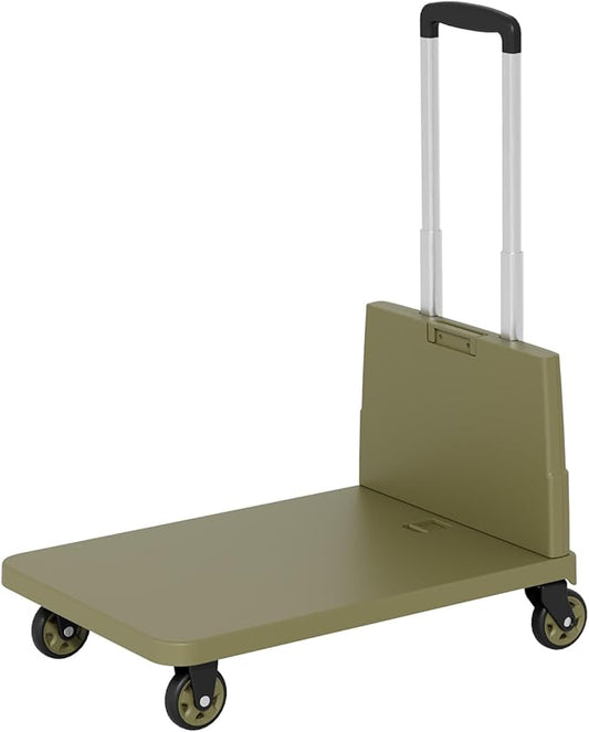 Collapsible Wagon Cart Heavy-Duty 330 lbs Capacity: Foldable Utility Cart with All-Terrain Wheels for Groceries/Beach/Camping, Rolling Crate Hand Truck Dolly with Platform Utility Trolley Cart,Green