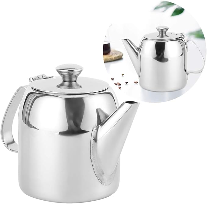 Coffee Pot Teapot Stainless Steel Tea Kettle Cold Short Spout Pour Over for Home Kitchen Hotel Restaurant(20oz)