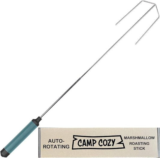 HotRod Automatic Rotating Hot Dog and Marshmallow Roasting Stick – Premium Campfire Tool for S’mores, BBQ, and Camping – Compact, Durable, and Fun for All Ages - BLUE