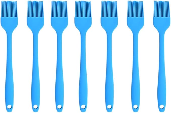 Silicone brush， BBQ/Pastry Basting Brushes,Silicone Cooking Grill Barbecue Baking Pastry Oil/Honey/Sauce Brush (7 PCS,blue)