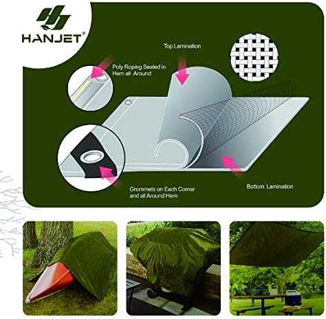 Multi Purpose Waterproof Tarp 10 x 12 Feet 5 Mil Thick Material, Waterproof, for Tarpaulin Canopy Tent, Boat, RV or Pool Cover Army Green…