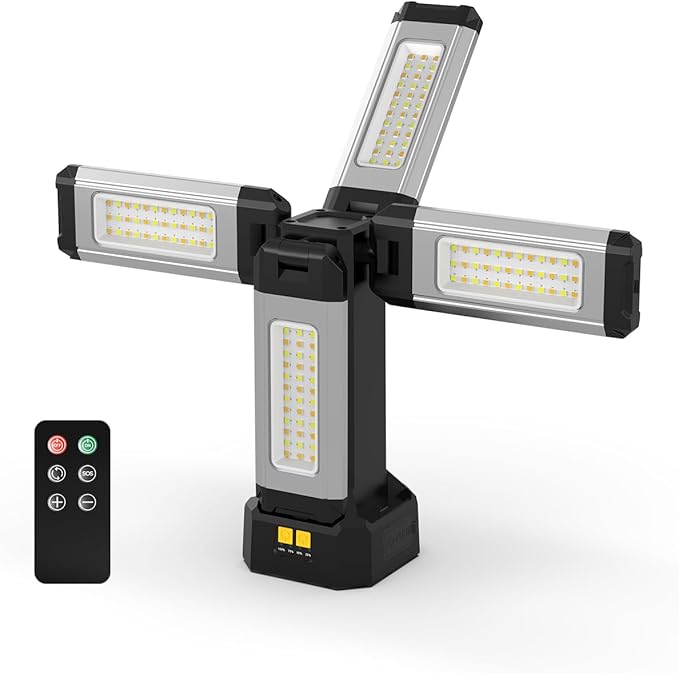 Upgraded Aluminum13200mAh Rechargeable Work Light with Folding Stand and Carrying Bag, 8000 Lumen Stepless Dimmable, White/Warm/Nature White with Detachable Tripod (No Tripod)