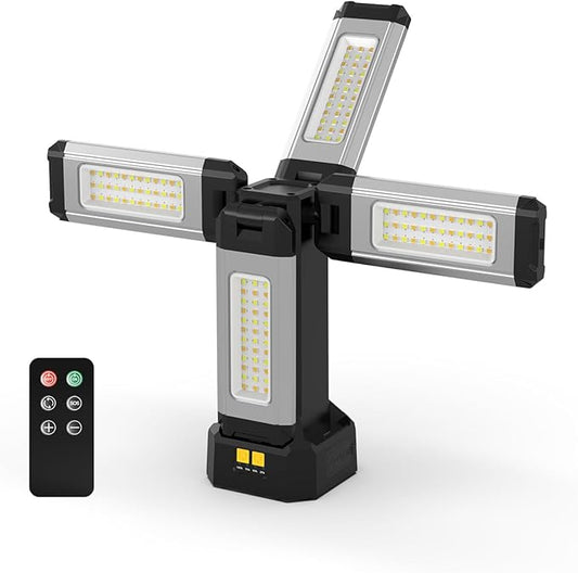 Upgraded Aluminum13200mAh Rechargeable Work Light with Folding Stand and Carrying Bag, 8000 Lumen Stepless Dimmable, White/Warm/Nature White with Detachable Tripod (No Tripod)