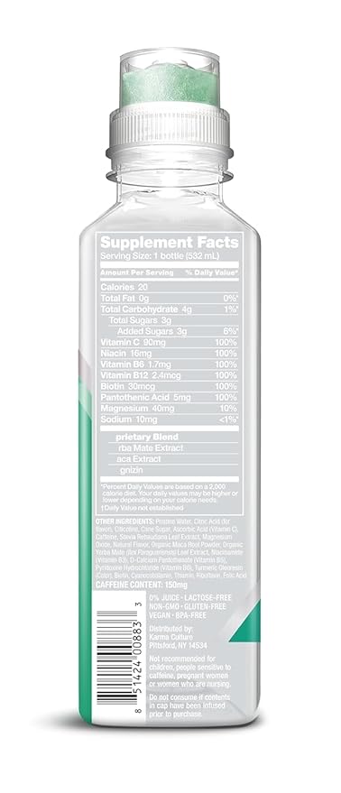 Karma Energy Drink – 12 Pack, Melon Dragonfruit Caffeinated Water with Cognizin® Nootropics, Vitamins & Immune Support, Low Calorie