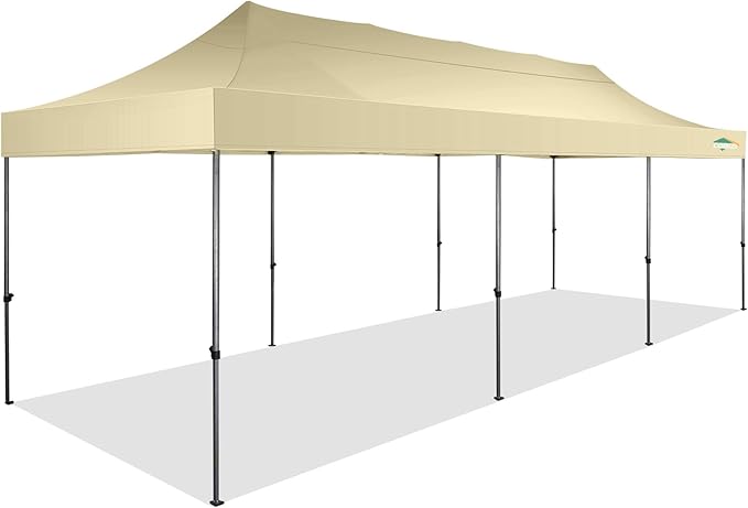 COBIZI 10x30 Pop Up Canopy Without Sidewall,Heavy Duty Canopy UPF 50+ All Season Wind Waterproof Commercial Outdoor Wedding Party Tents for Parties Canopy Gazebo with Roller Bag(10 x 30 ft Khaki)