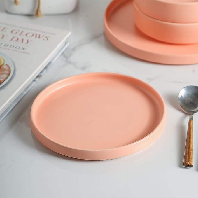 Stone Lain Stella Salad Plate 6-Piece Set, Round, Porcelain, Peach