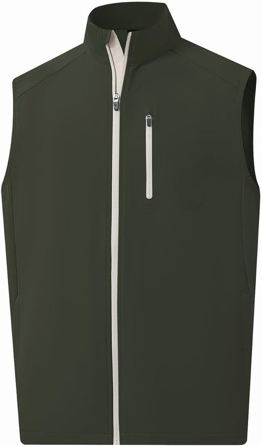 M MAELREG Mens Vests Outerwear Windproof Lightweight Softshell Vests Zip Pockets Sports Sleeveless Jacket Golf Vests for Men