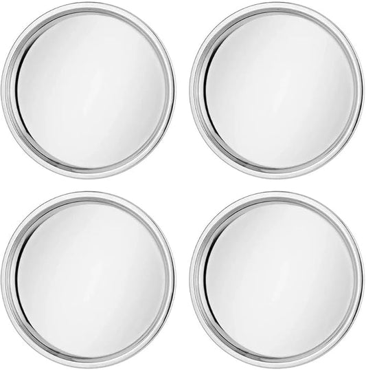 Ahimsa Stainless Steel Plates - 9" Round Classic Stainless Steel Kids Plates, Non Toxic Plate, Camping Plate, BPA Free & Dishwasher Safe (Set of 4)