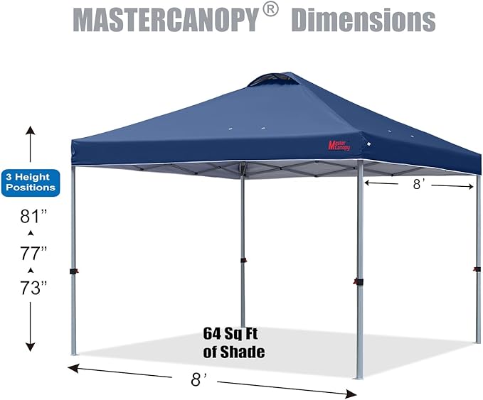 MASTERCANOPY Durable Pop-up Canopy Tent with Roller Bag (8x8, Navy Blue)
