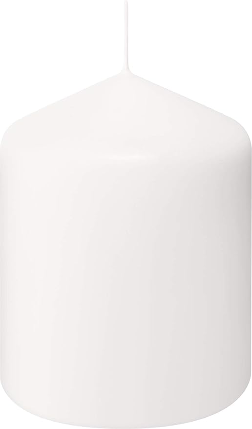 BOLSIUS 6 Ivory Pillar Candles Bulk - 3x4 Inches Candle Set - 40+ Hours Clean Burning - No Palm Oil - 0% Animal Fat - Premium European Quality - Unscented Dripless Restaurant Pillars