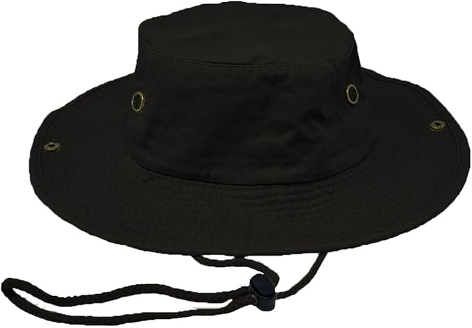 Glory Max Washed Cotton Bucket Hat with Chin Strap Fishing Sun Safari Boonie Cap