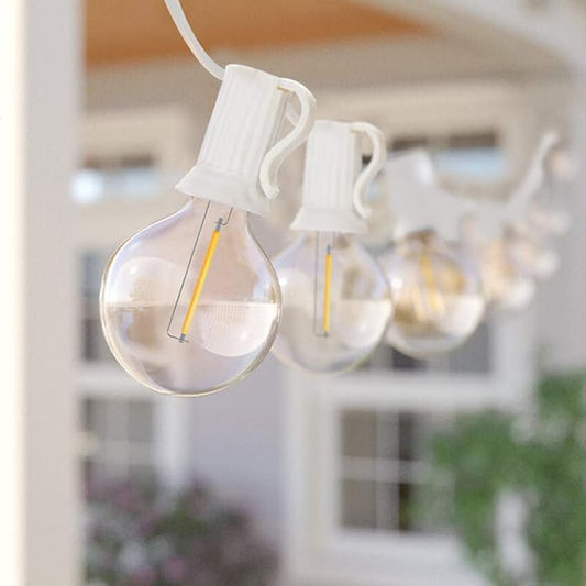50Ft LED Outdoor String Lights with 22 G40 LED Shatterproof Globe Bulbs(2 Spare), Connectable Hanging Outdoor Patio Lights for Backyard Garden Porch Party Decorations, White