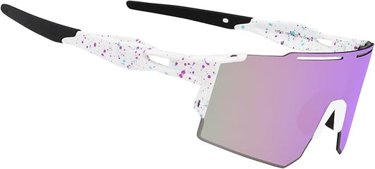 OULAIQI Cycling Sunglasses Polarized Sunglasses for Cycling Men Women with 1 Lens or 3 Interchangeable Lens Baseball Glasses