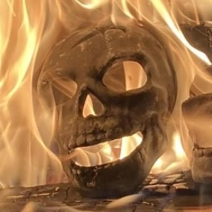 Fire Pit Skull – Metal Human Skull Fire Log for Fireplaces, Fire Pits & Campfires, Creepy Halloween Decor, Reusable Indoor & Outdoor Accessory