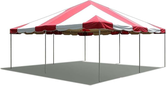 Party Tents Direct 20'x20' Weekender West Coast Tent Frame Party Tent (Red/White) PVC Top with Storage Bag - Tents for Parties, Weddings, Birthdays, Banquets, Fiestas, Workshop, Outdoor Event