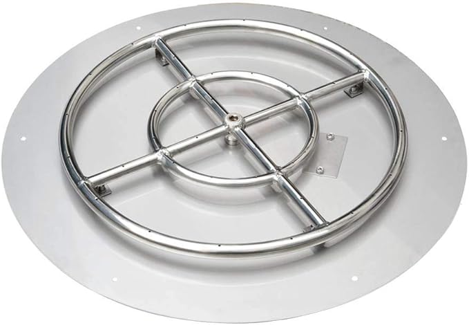 Stanbroil Stainless Steel 18" Round Flat Fire Pit Burner Pan w/12 Fire Ring Installed, BTU 92,000 Max