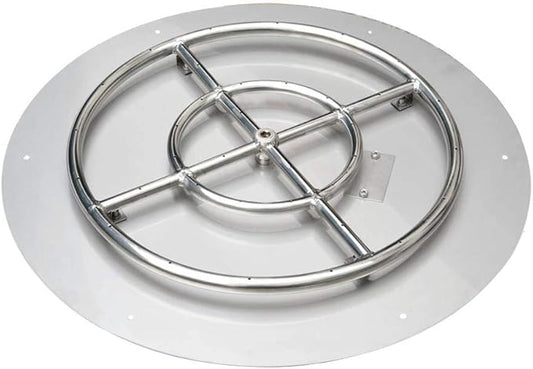 Stanbroil Stainless Steel 18" Round Flat Fire Pit Burner Pan w/12 Fire Ring Installed, BTU 92,000 Max