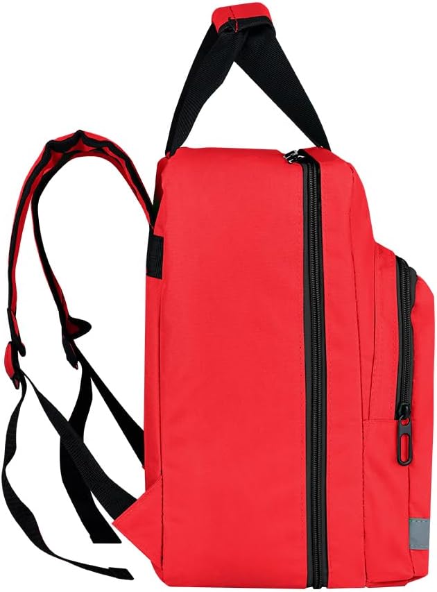 Red Emergency Bag First Aid Backpack Empty Medical First Aid Treatment First Responder Trauma Bags for Camping Cycling Outings Daycare
