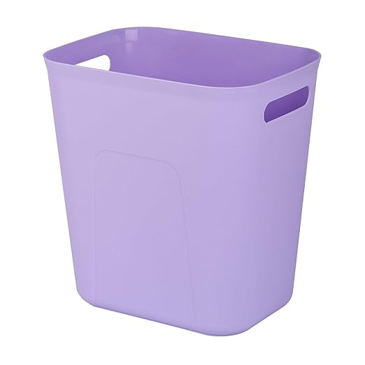 UUJOLY Plastic Small Trash Can Wastebasket, Garbage Container Basket for Bathrooms, Laundry Room, Kitchens, Offices, Kids Rooms, Dorms, 3.5 Gallon, Purple