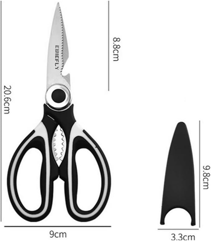 Kitchen Scissors Utility Chopping Scissor Professional Shears for Meat Cutting Sharp Kitchenaids Shears Multipurpose Scissor for Food Outdoor BBQ No Rust + 100 Pcs Plastic Gloves Disposable