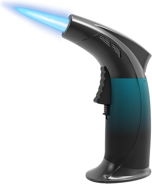Cooking Torch Lighter - Refillable Butane Torch with Flame Lock, Adjustable Flame Mini Blow Torch Set for Cooking, Baking, Creme Brulee, Soldering (Gas Not Included)