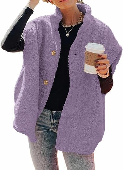 Hongqizo Womens Fuzzy Fleece Vest Casual Oversized Warm Button Down Sherpa Vest Jacket with Pockets