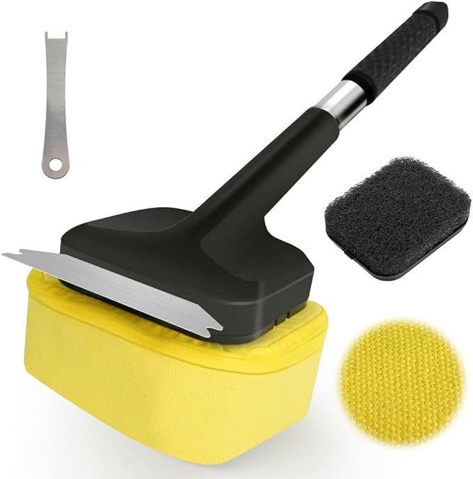 Grill Brush for Outdoor Grill, Bristle Free BBQ Brush with Durable Scraper for Cast Iron/Stainless-Steel Grates, 2 BBQ Replaceable Cleaning Head, Gifts for Men/Dad