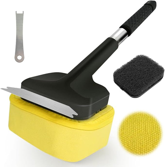 Grill Brush for Outdoor Grill, Bristle Free BBQ Brush with Durable Scraper for Cast Iron/Stainless-Steel Grates, 2 BBQ Replaceable Cleaning Head, Gifts for Men/Dad