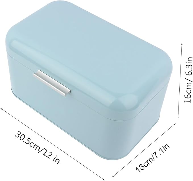 Buachois Large Bread Box,Iron Bread Box with Lid,Metal Bread Storage Bin,Bread Keeper Container,Bread Containers Storage,Modern Solid Color Retro Style,for Kitchen Counter (B)