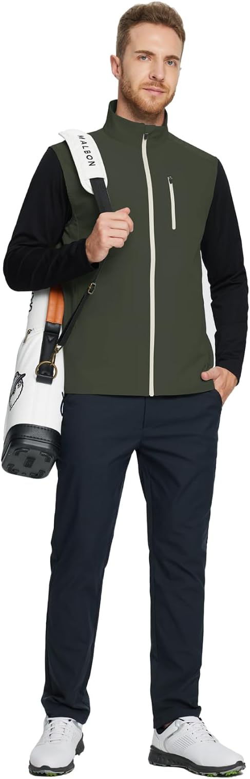 Rouen Mens Vests Outerwear Performance Lightweight Sleeveless Jacket Windproof Softshell Vests Sports Golf Vest for Men