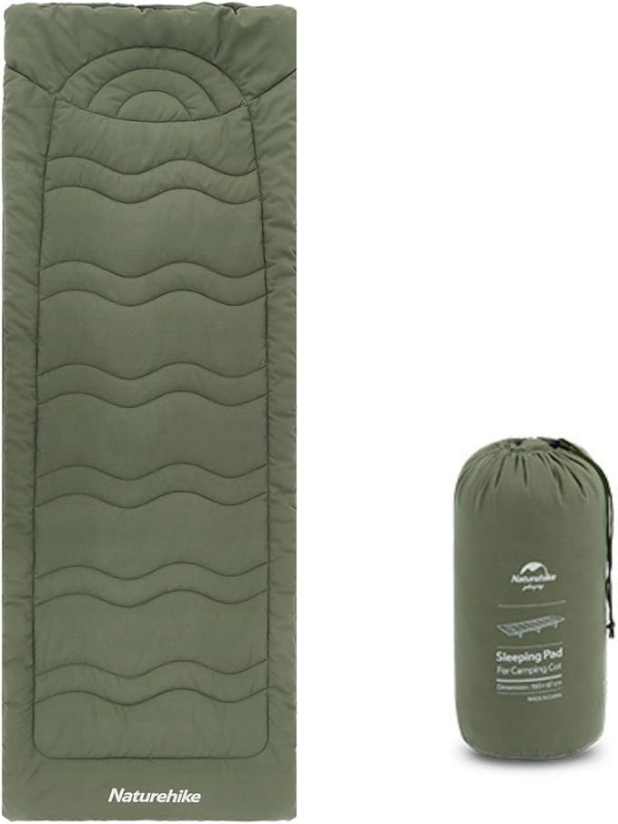 Naturehike Cot Mattress Pad, Sleeping Cot Pads, Comfortable Lightweight Cot Mat, Cotton Soft Warm Thick Camping Cot Pad, for Outdoor & Hiking, Snap Fasteners on The Bottom, with Storage Bag