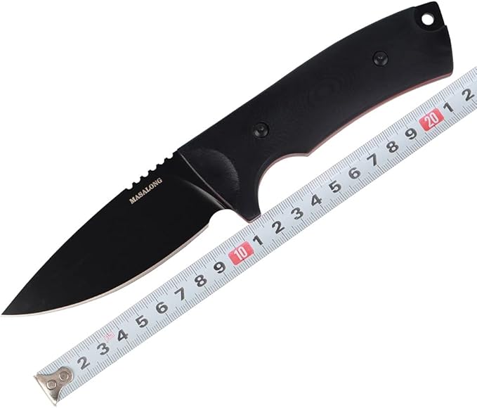 MASALONG Kni220 Survival Straight knife blade vg10 tactical fixed blade knife with sheath For camping hunting army (black)