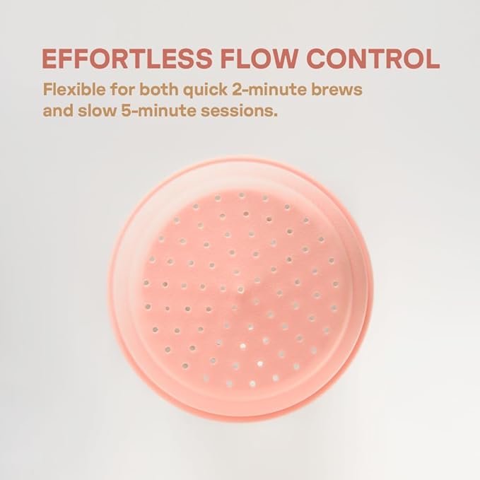 PHINOI Pour Over Coffee Dripper - Vietnamese Phin Filter – Single Cup Coffee Maker 1-2 Cup with Flower Design – Plastic Reusable Coffee Filter for Manual Brewing, Travel Friendly (Pink)