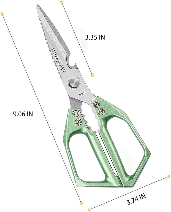 Multi-Purpose Rust Proof Kitchen Shears,Dishwasher Safe,Can be Used to Cut Vegetables, Chicken, Steak,Scrape Fish Scales, and Open Bottle Caps, etc(Green)