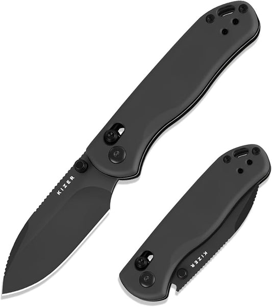 Kizer Drop Bear 2 Pocket Knife, 2.84" Nitro-V Drop Point Blade Folding Knife with Gray Aluminum Handle, Clutch Lock EDC Knives with Jimping on Spine for Men Women V3619.2KD2