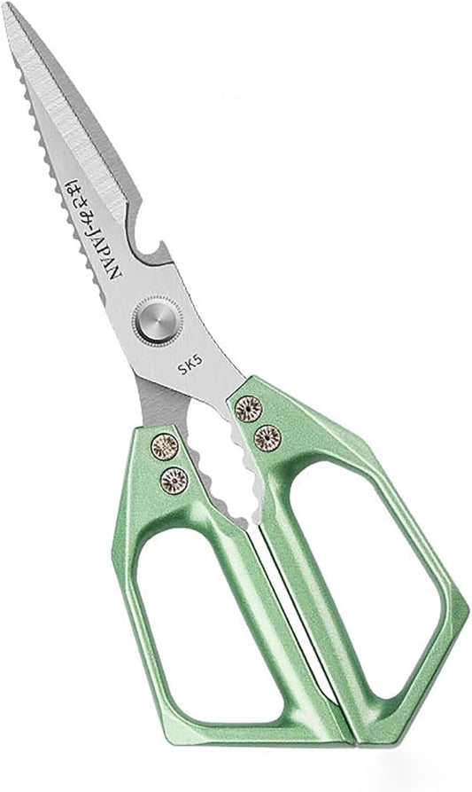 Multi-Purpose Rust Proof Kitchen Shears,Dishwasher Safe,Can be Used to Cut Vegetables, Chicken, Steak,Scrape Fish Scales, and Open Bottle Caps, etc(Green)
